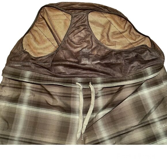 Reebok Mens Shorts Swim Trunks Board Shorts Grey & Black Plaid Size Large - Picture 3 of 8